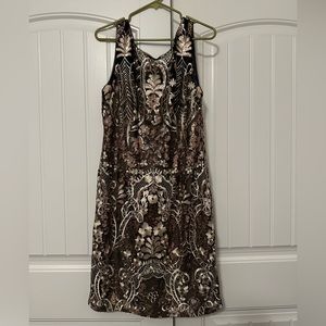 Calvin Klein Bronze and Gold Sequin Dress